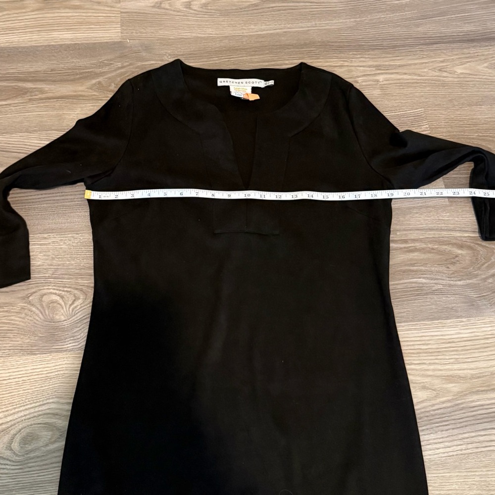 Gretchen Scott Black Suede Tunic 3/4 Sleeve Dress Women’s size XS - Picture 5 of 10
